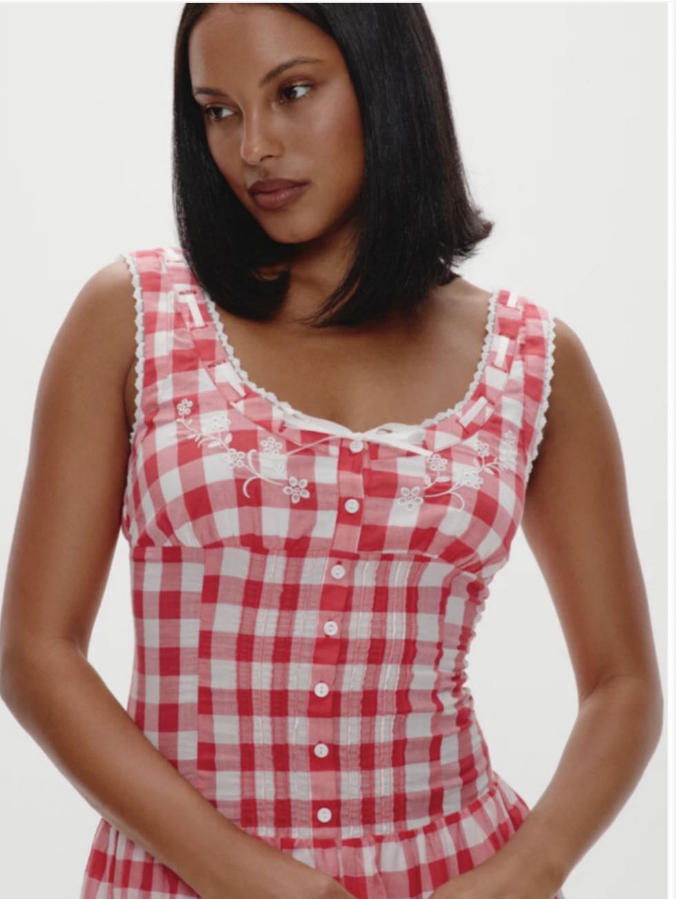 Red Gingham Maxi Dress