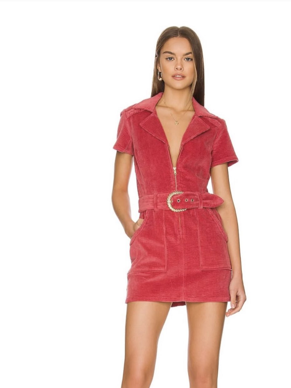 Red Corduroy Mini Dress