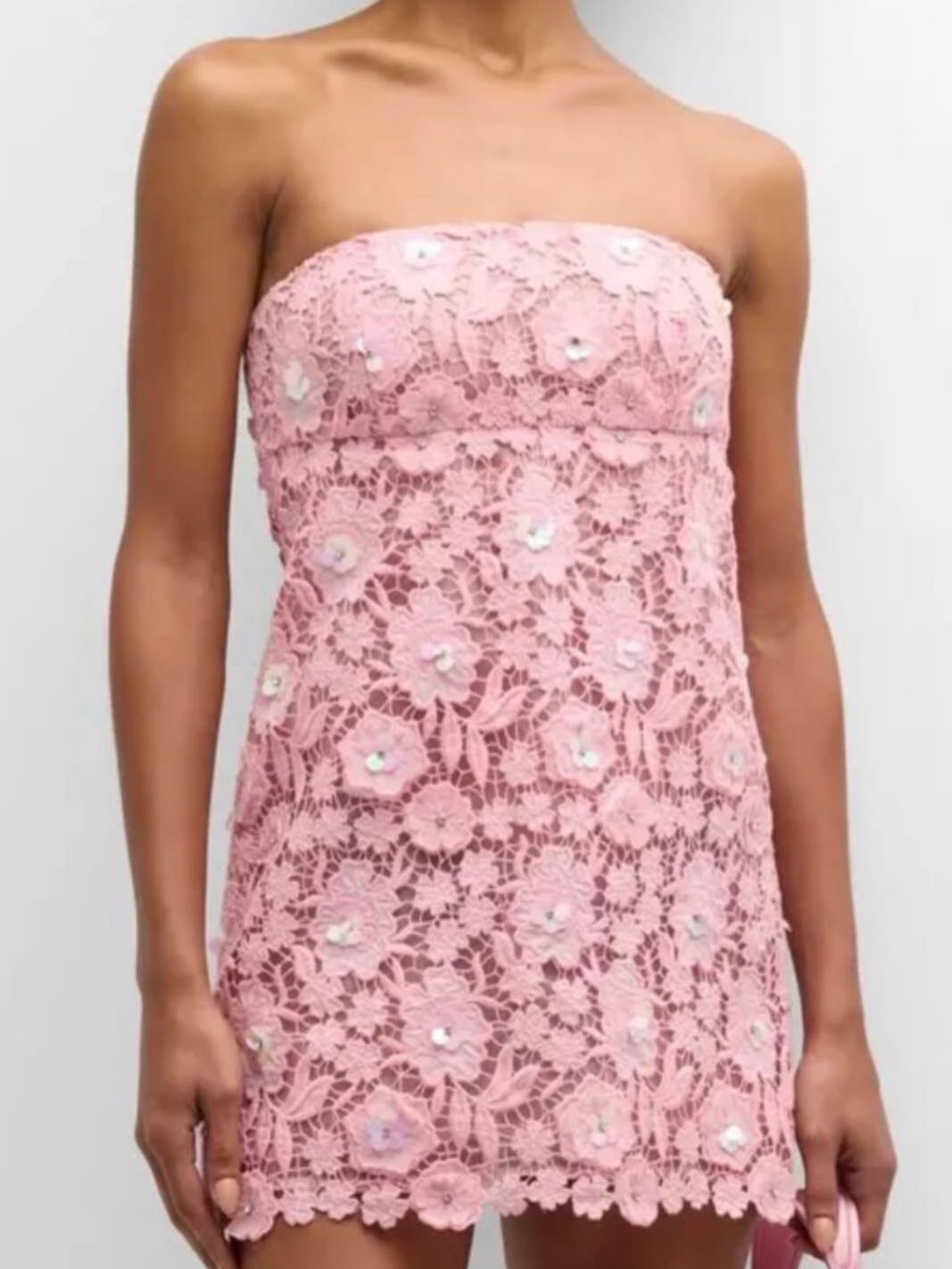 LoveShackFancy Paulinette iridescent sequin strapless mini dress