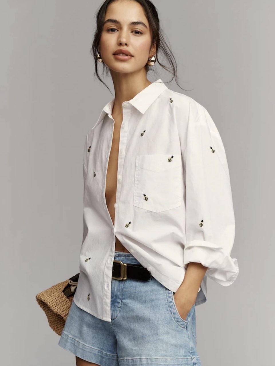 Cotton Embellished Buttondown Shirt