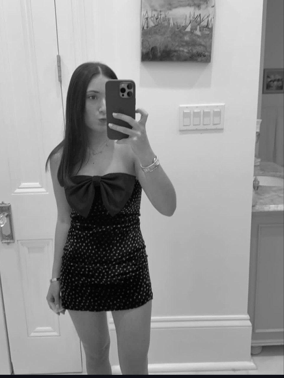 Polka Dot Mini Dress with Bow