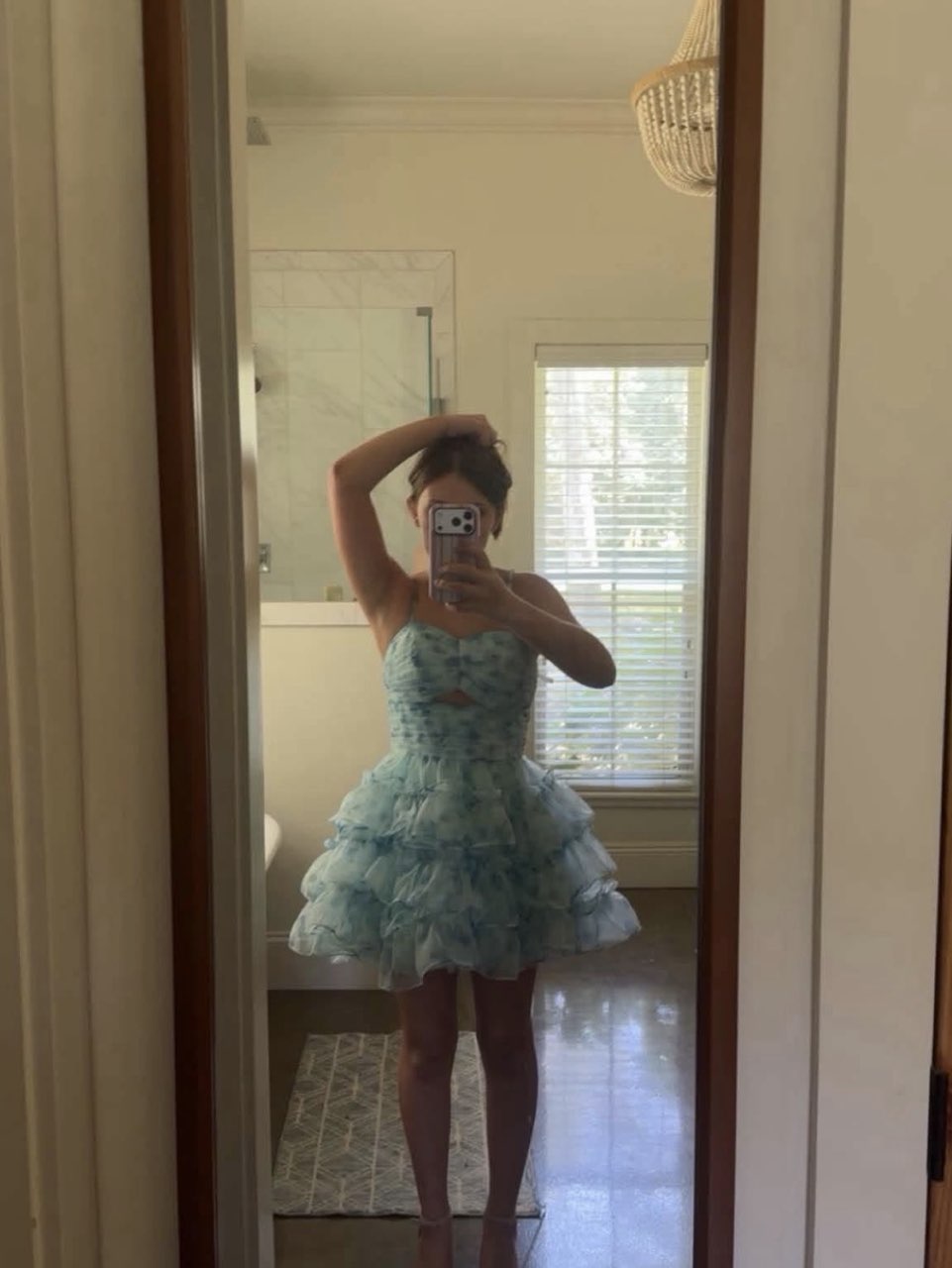 Mint Green Ruffled Floral Mini Dress