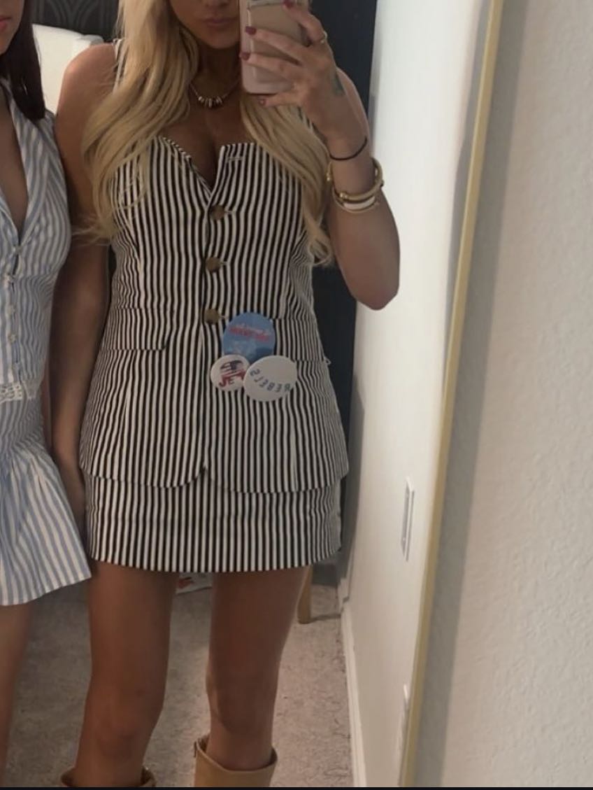 Black and White Striped Mini Dress