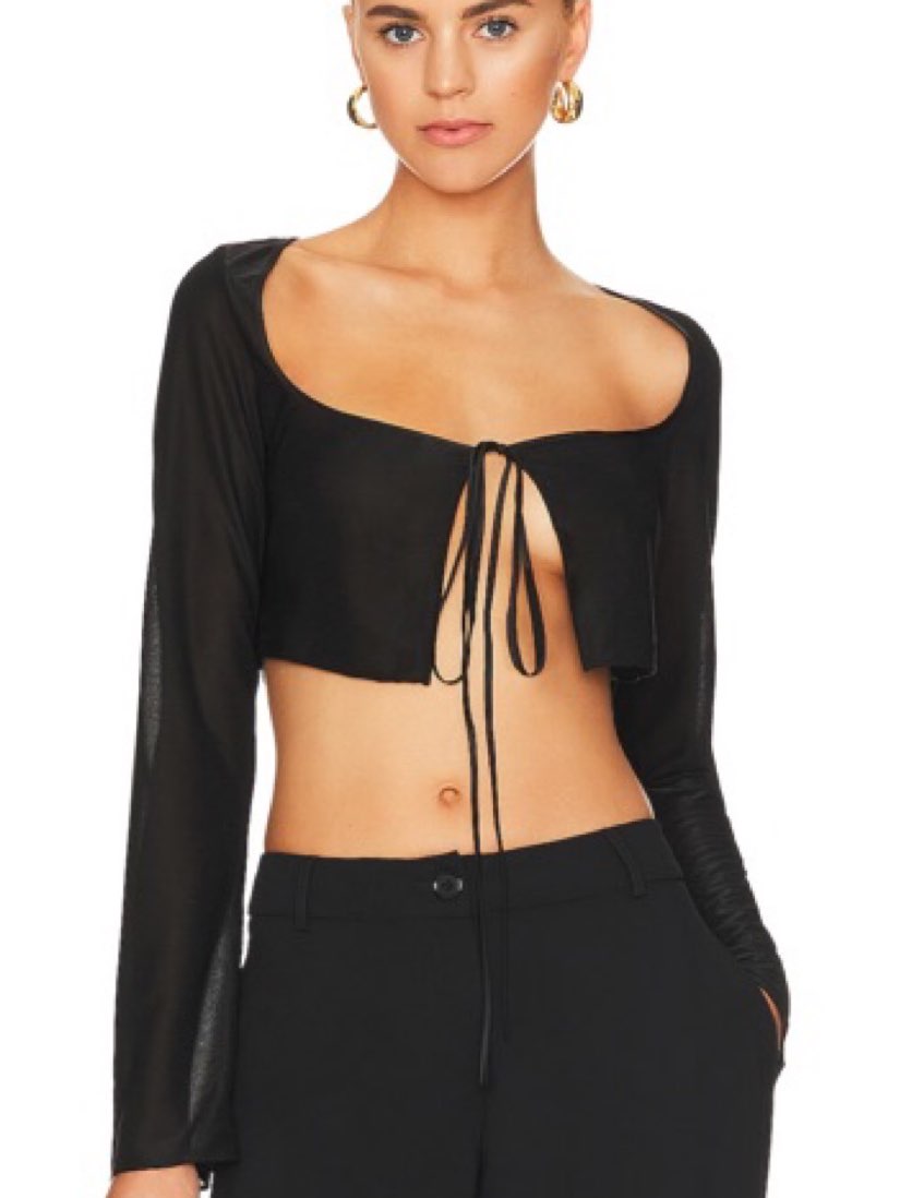 Black Tie-Front Crop Top