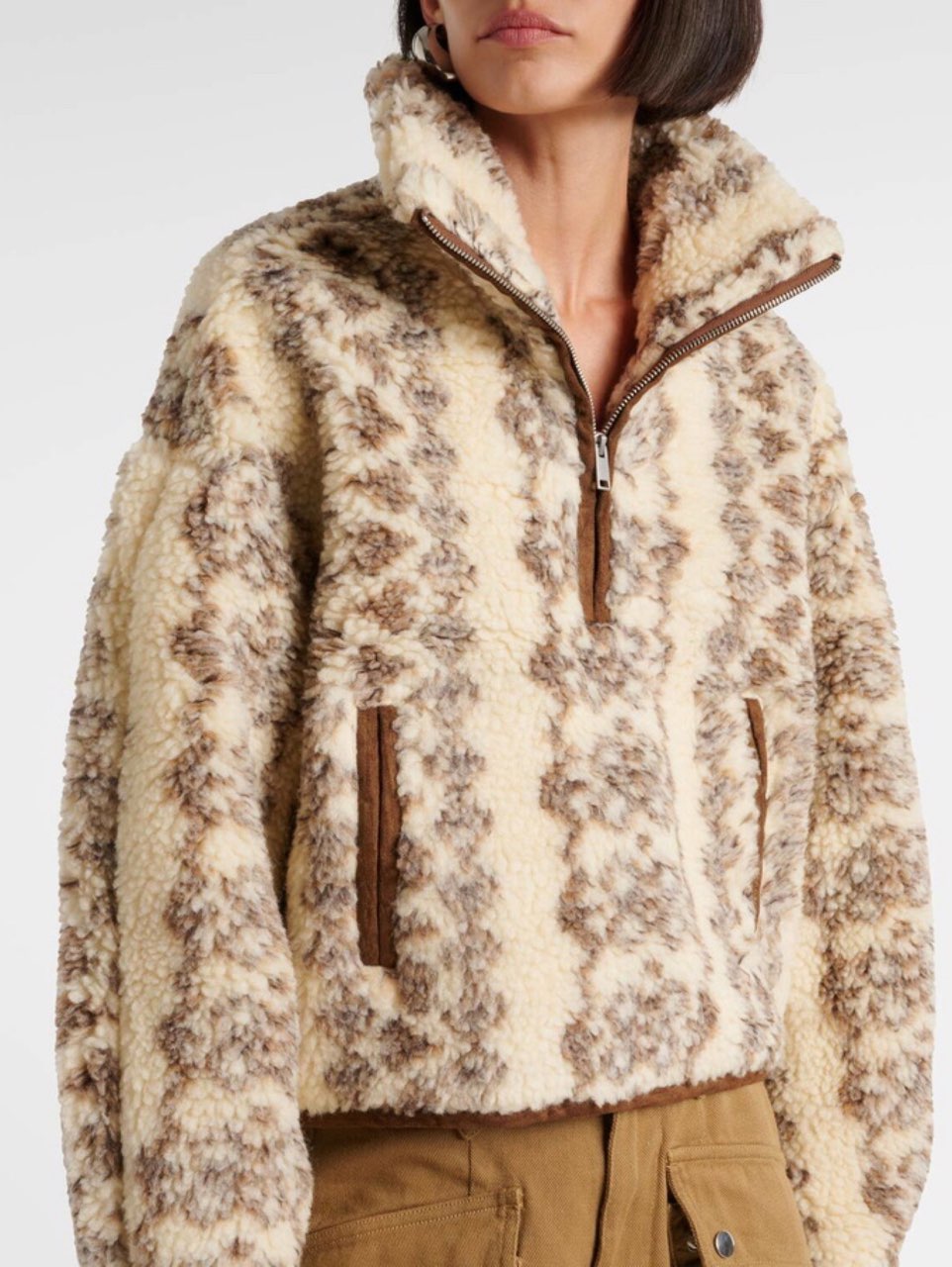 Patterned Sherpa Fleece Pullover