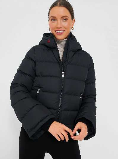 Black Cropped Puffer Ski Jacket