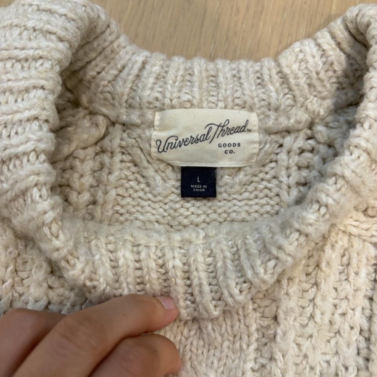 Universal Thread Goods Co. Cream Cable Knit Sweater