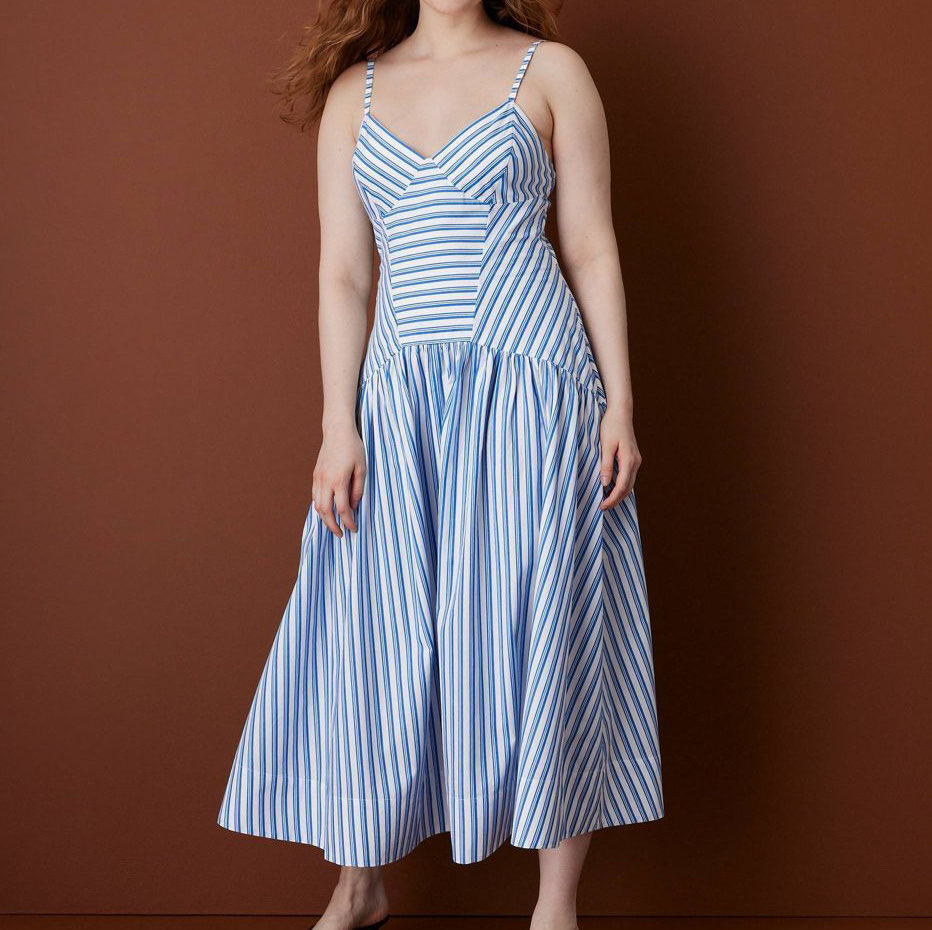 Rosie Assoulin x Target Rosie Assoulin Blue Striped Drop Waist Maxi Dress