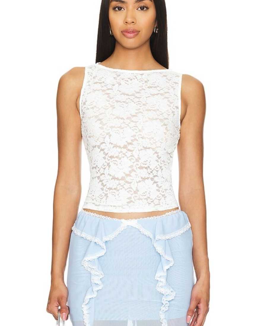 Revolve Iris Lace Top in White