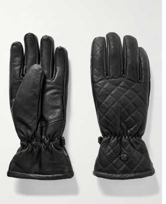Black Quilted Leather Gloves