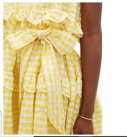Yellow Gingham Ruffle Mini Dress