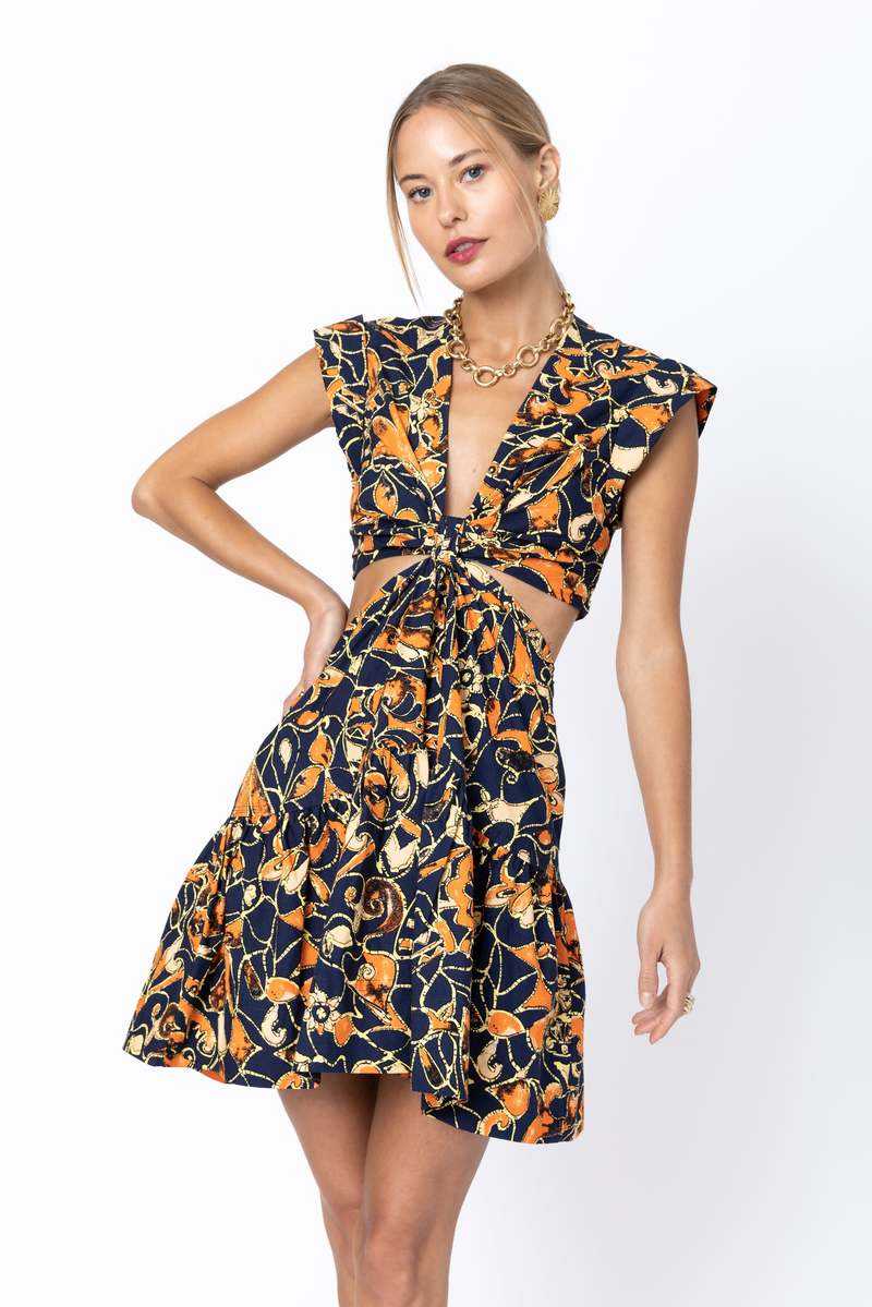 ALC Navy and Orange Cutout Mini Dress