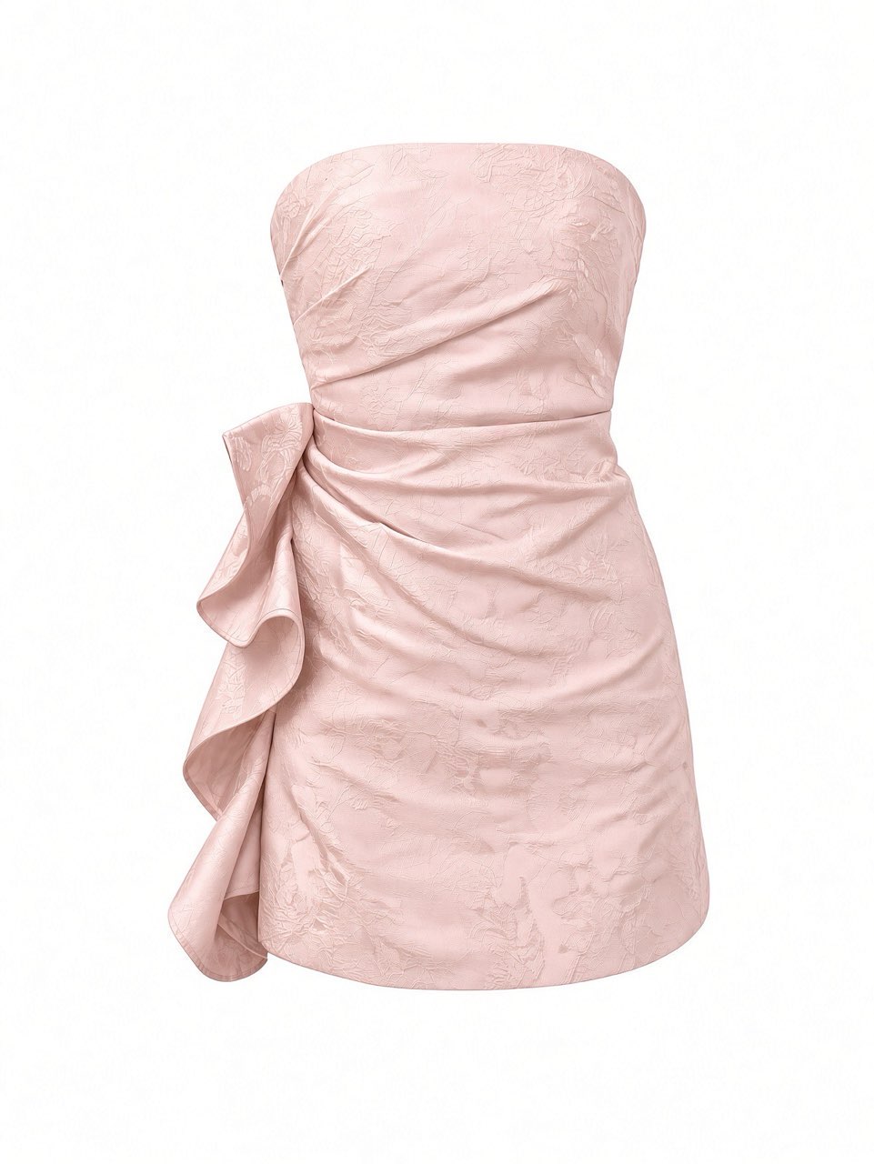 Pink Strapless Ruffle Mini Dress