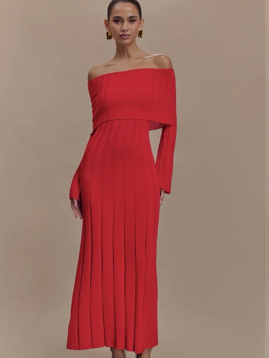 Meshki Red Maxi Sweater Dress