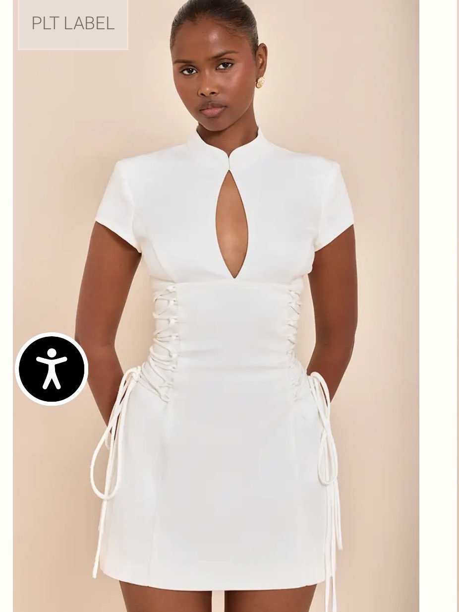 Almond Tailored Band Collar Lace Up A-Line Dress