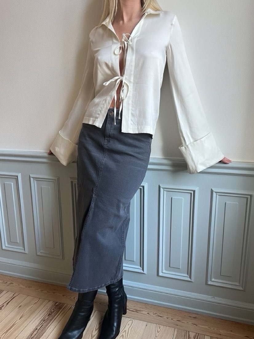 Satin Tie-Front Shirt
