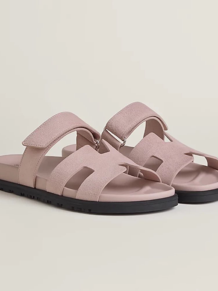 Pink Suede Hermes Chypre Sandals