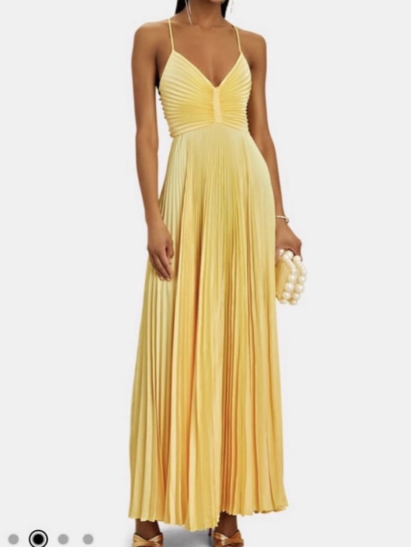 Yellow Pleated Maxi Dress