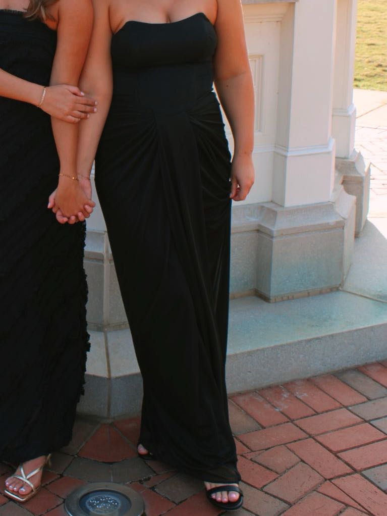Strapless black formal dress