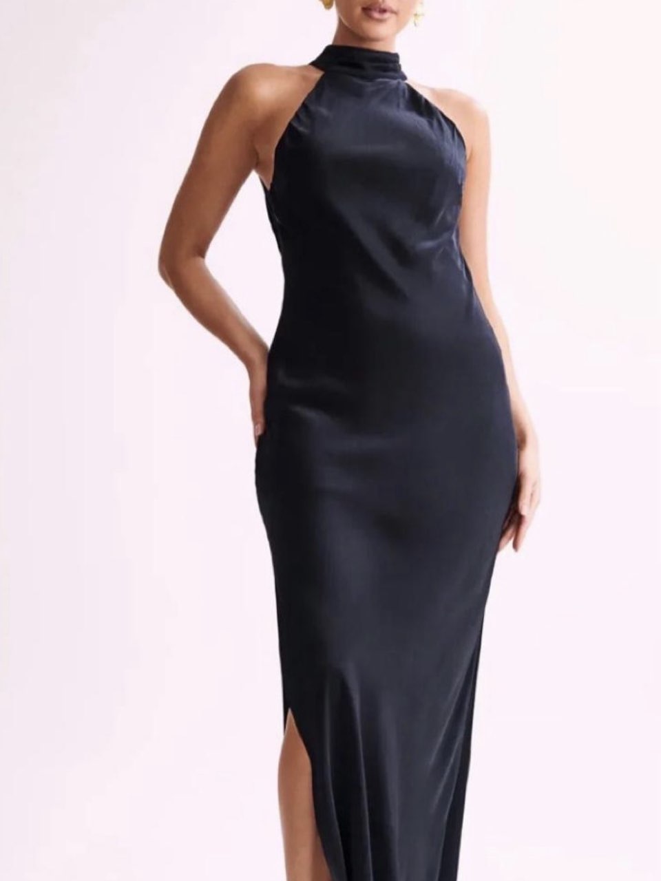 Black backless high neck dress