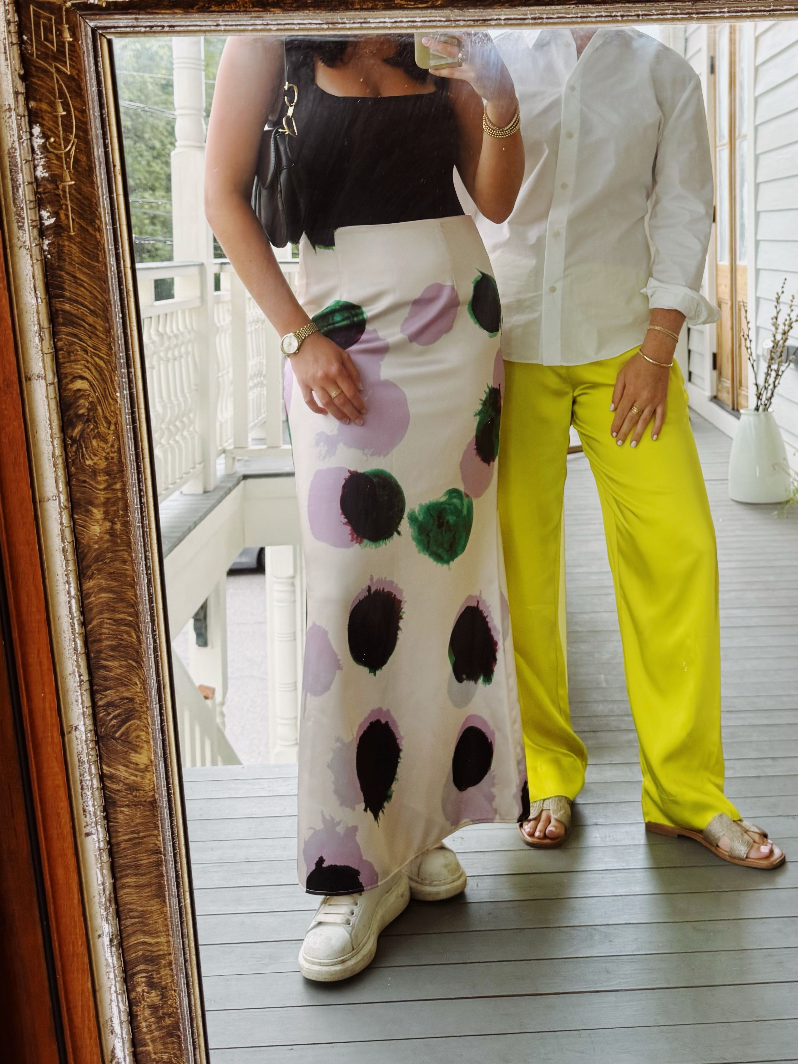 Polka Dot Satin Skirt