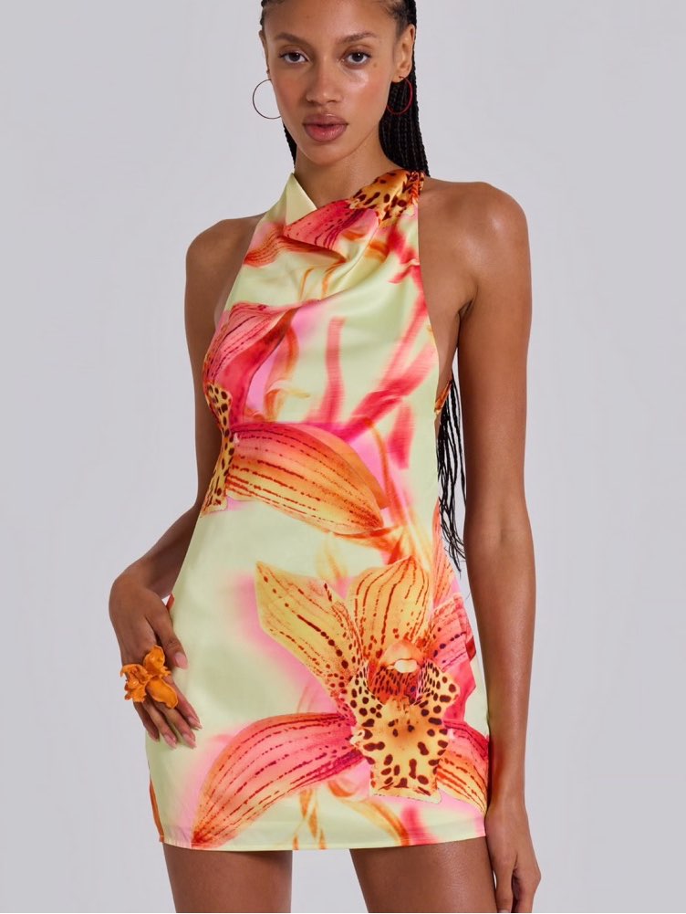Orchid Halter Mini Dress