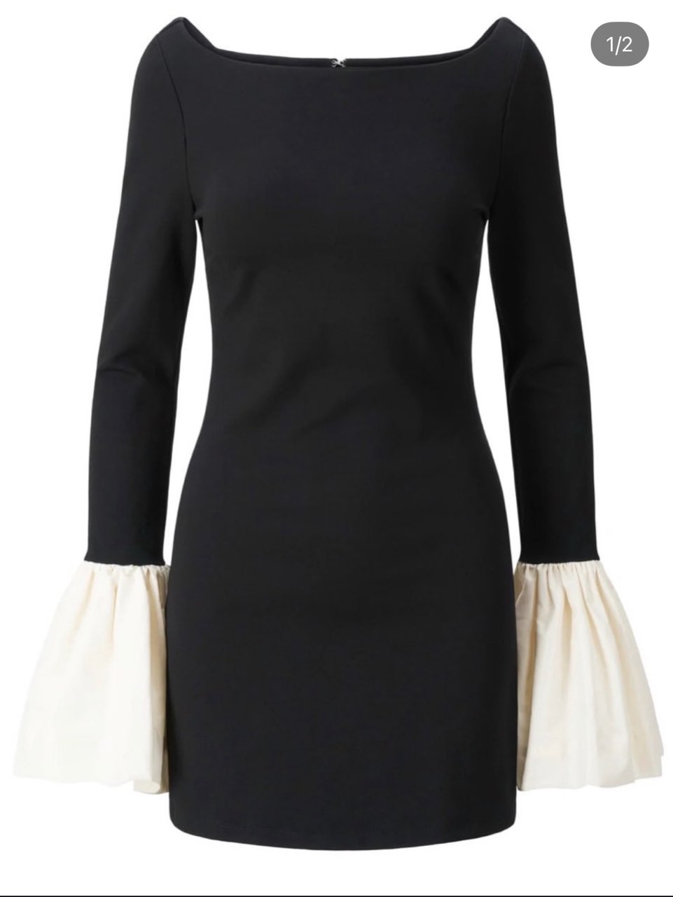 Black mini with white sleeves