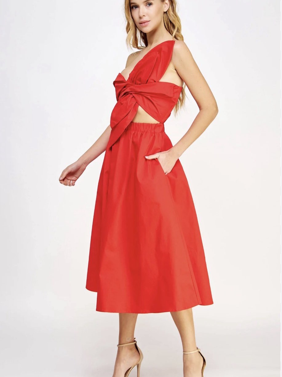 Knotted red game day dress