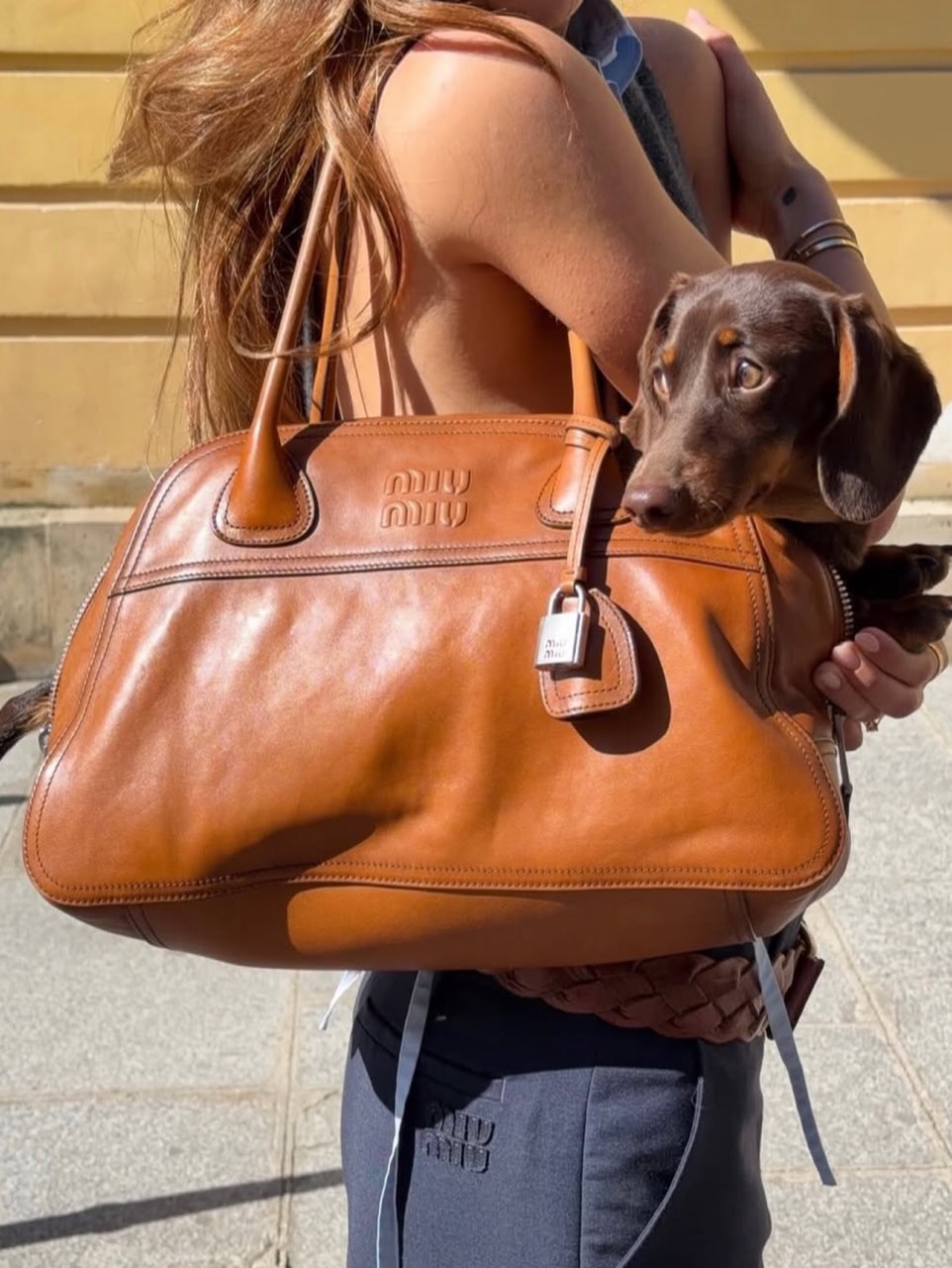 Miu Miu Brown Leather Top-Handle Satchel Bag
