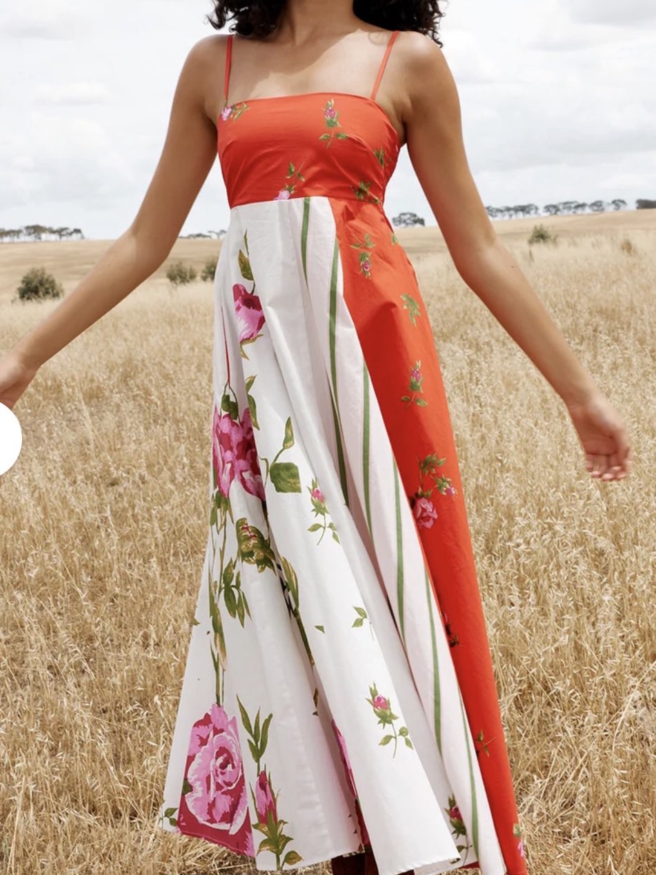 Red floral maxi dress