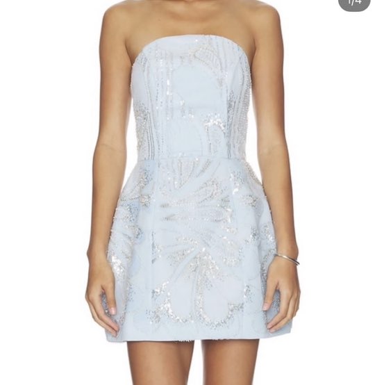 Elliatt Light Blue Sequin Strapless Mini Dress