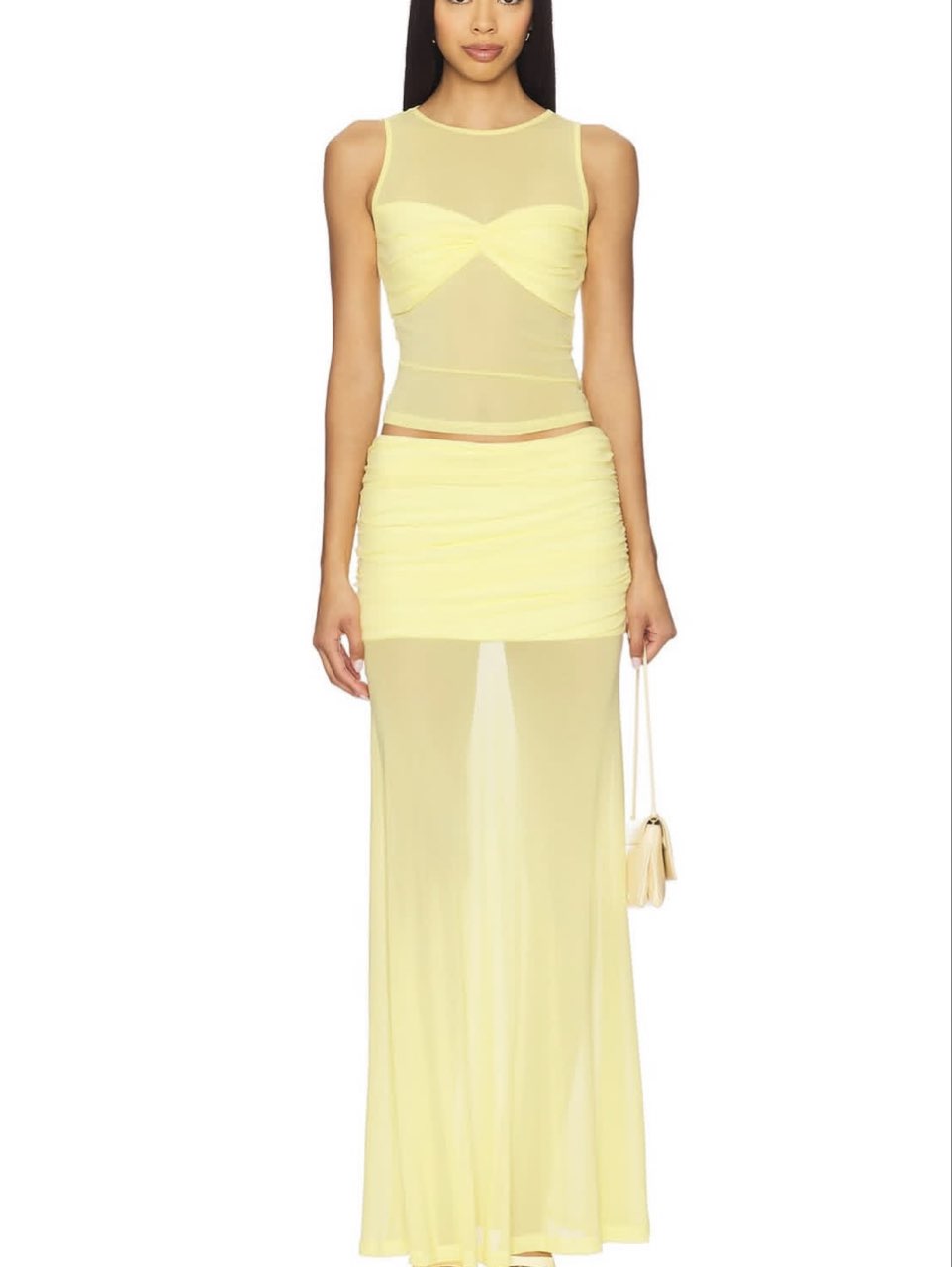 Yellow Mesh Two-Piece Set