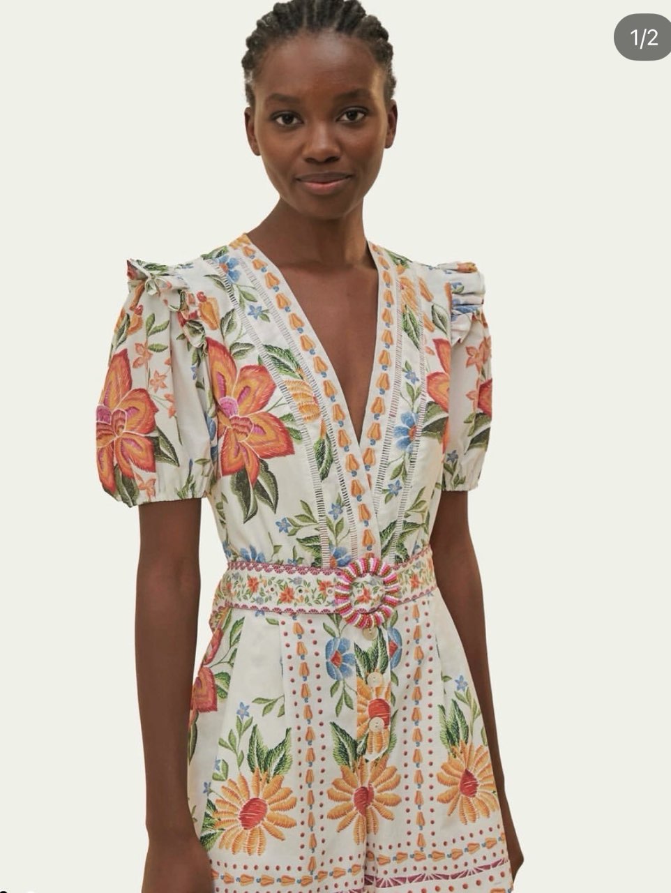 Embroidered Floral V-Neck Midi Dress