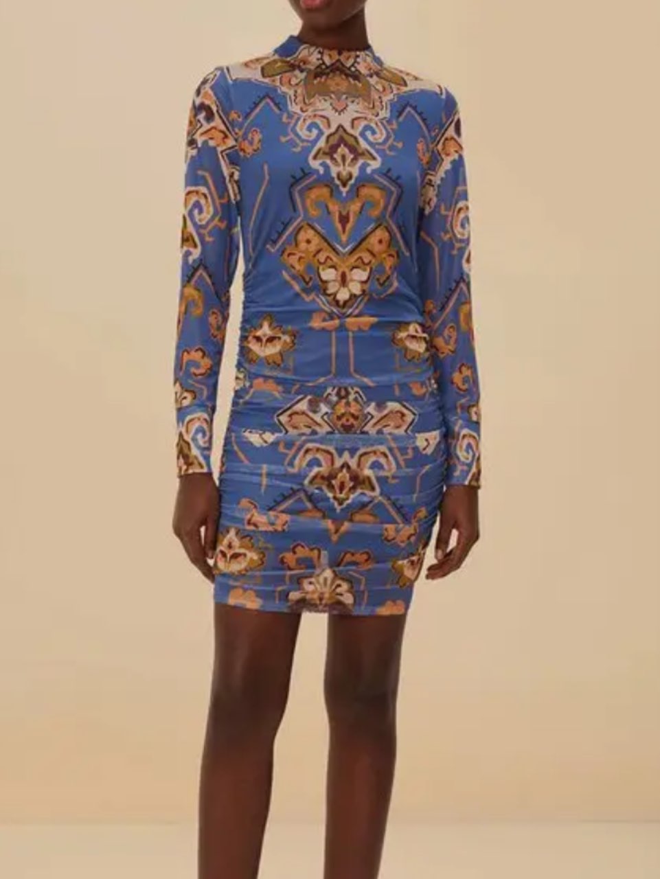 Farm Rio Ornament Floral Blue Tulle Mini Dress