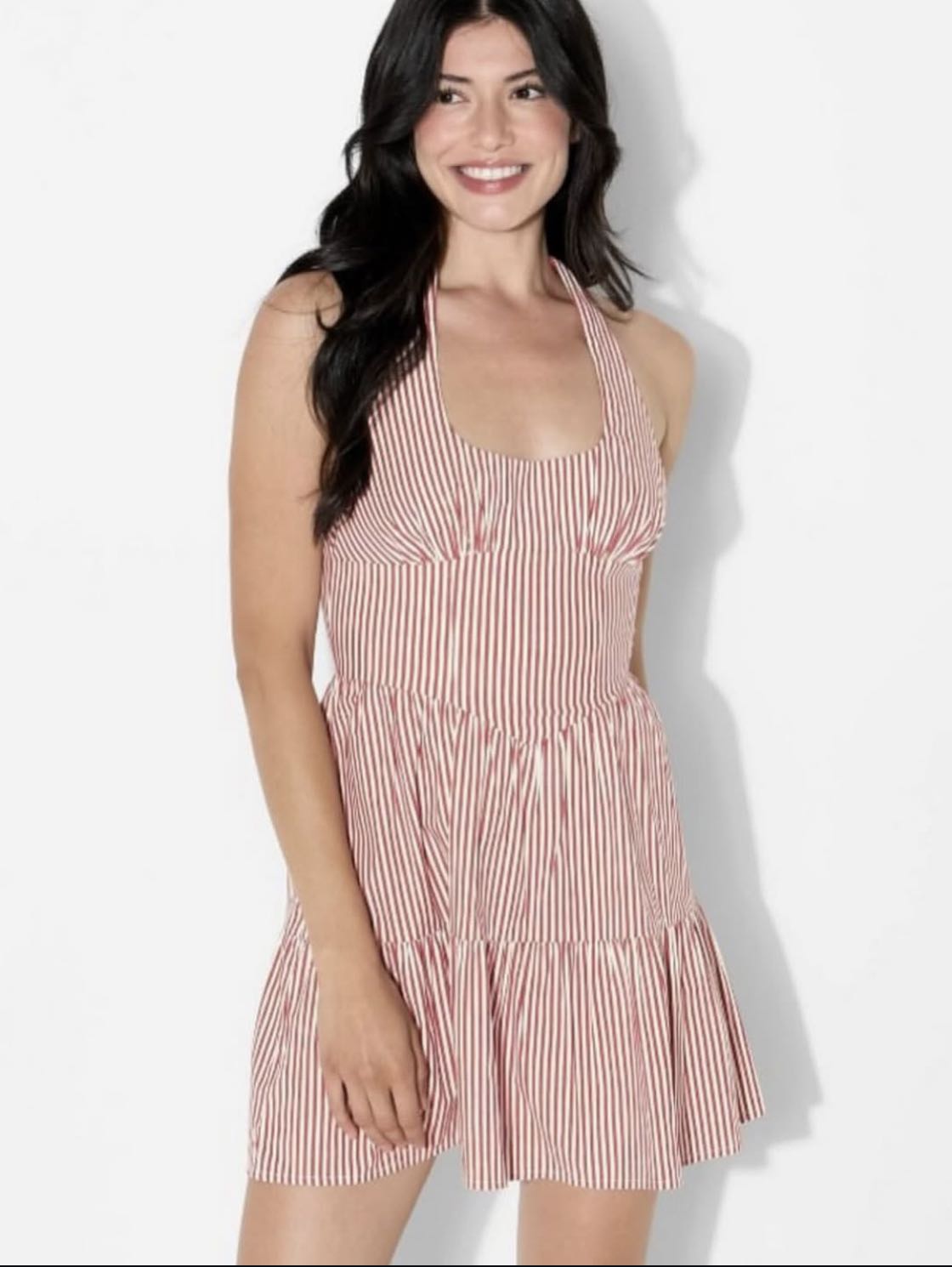 Red and white striped dress