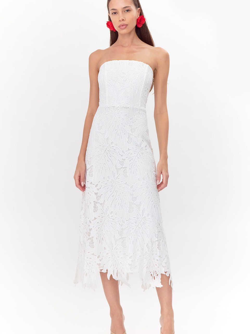 Adelyn Rae Jessika 3D Lace Strapless Midi Dress