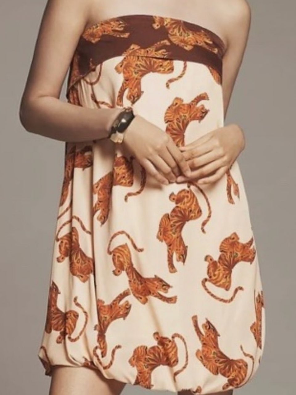 Tiger Print Strapless Bubble Dress
