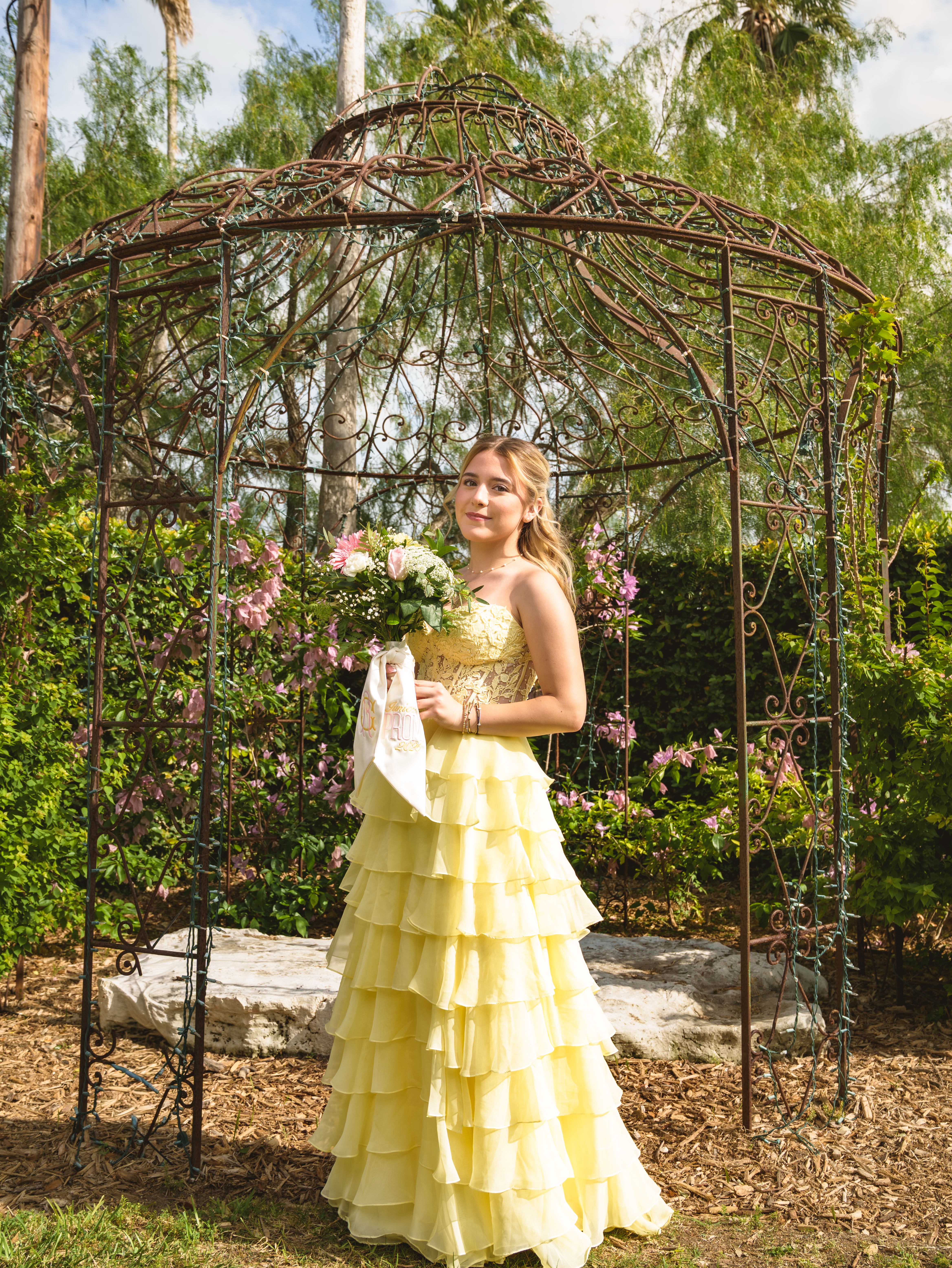 Yellow Ruffled Prom Dress