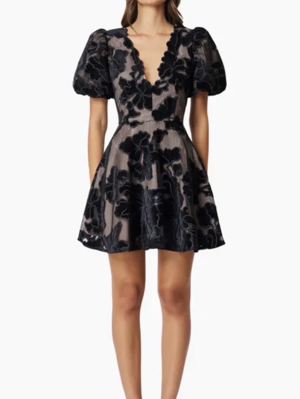 Flower Appliqué Fit & Flare Minidress