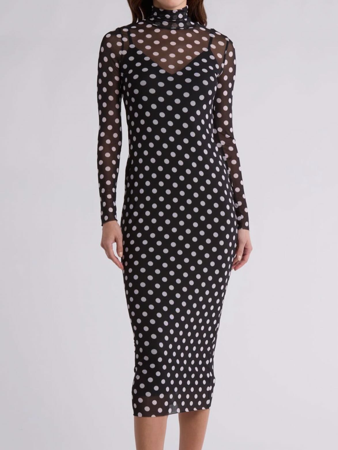 polka dot mesh dress