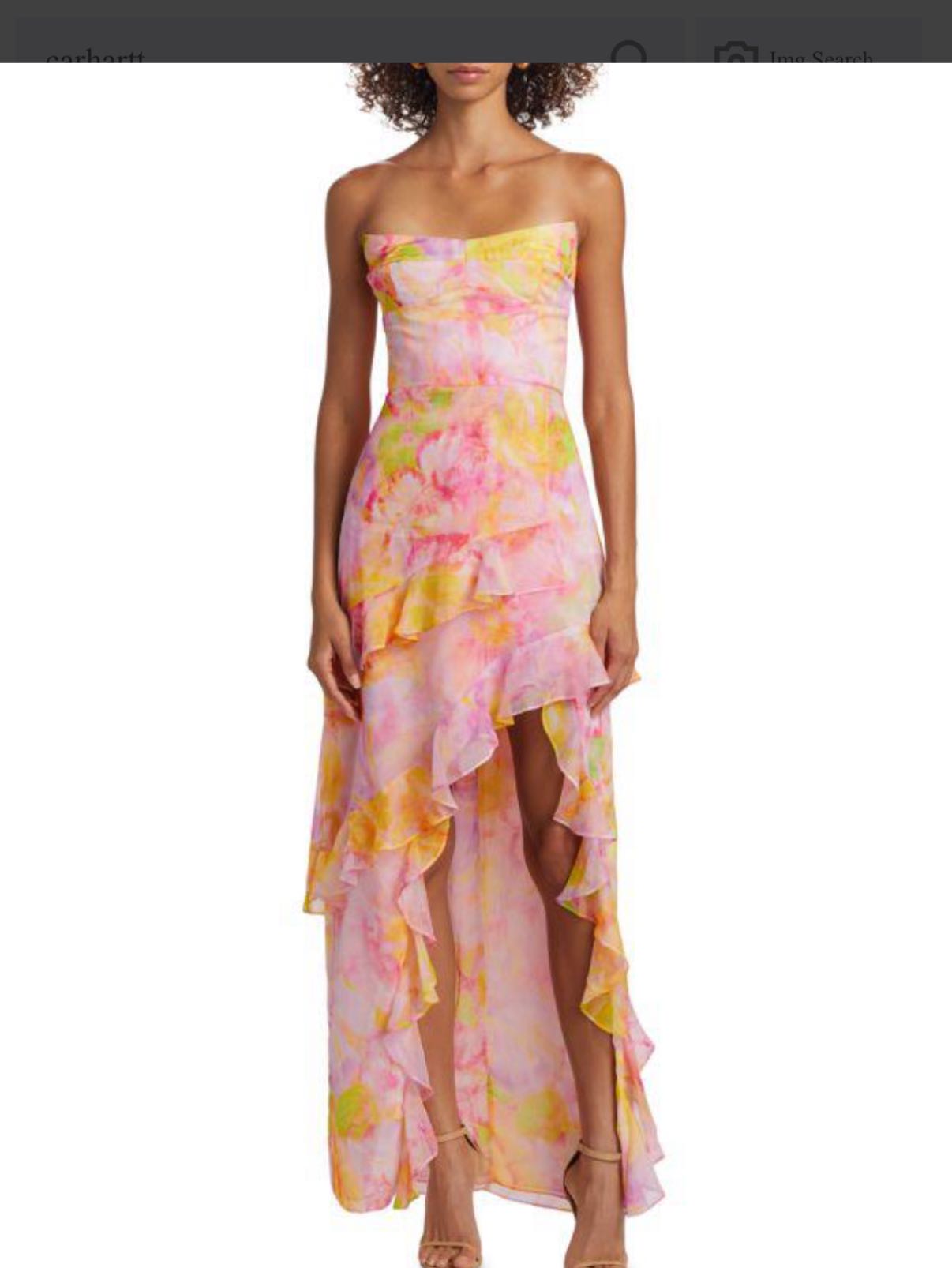 Strapless Ruffled Floral Dress