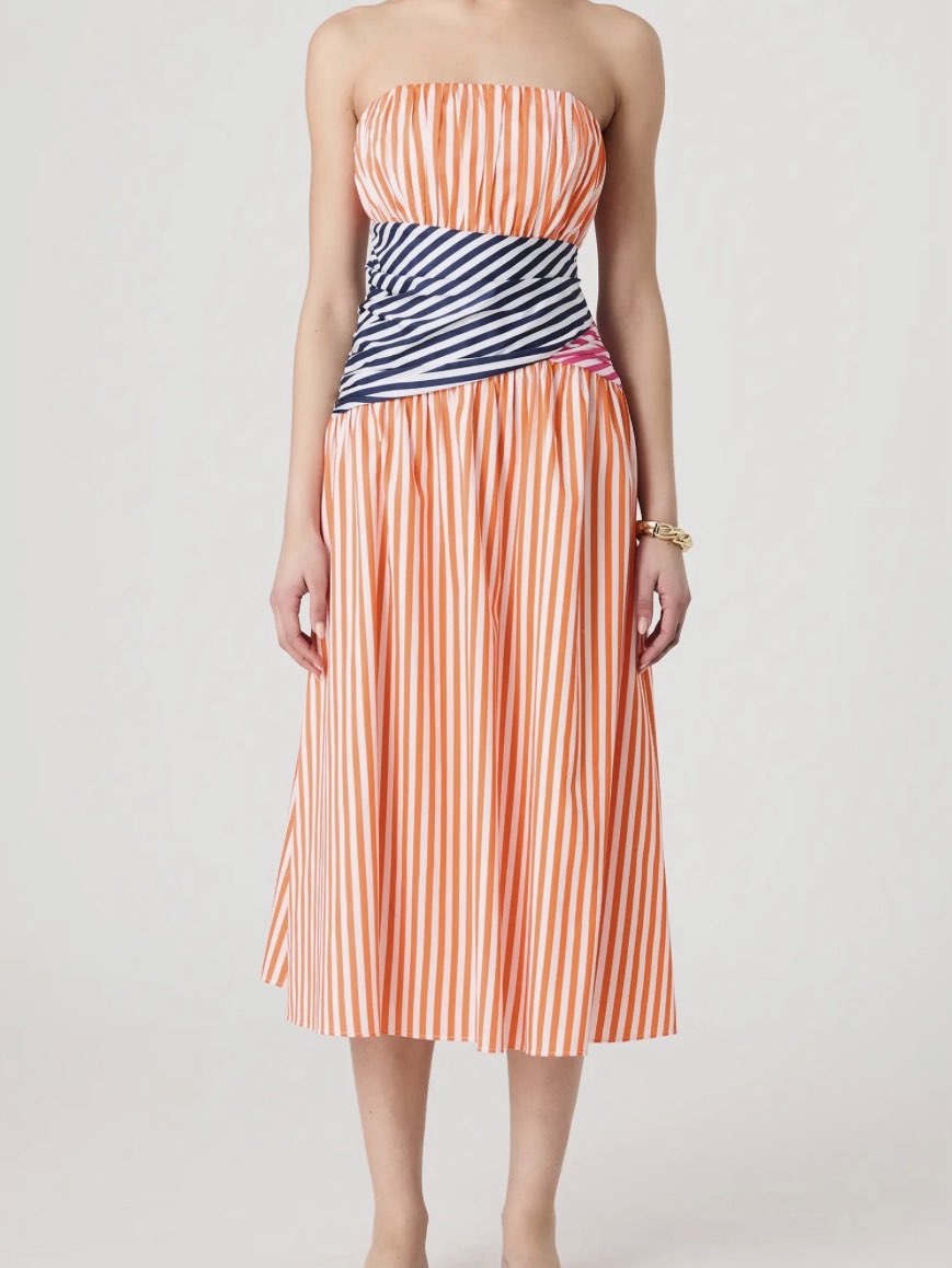 Alexis Stripe Strapless Midi Dress