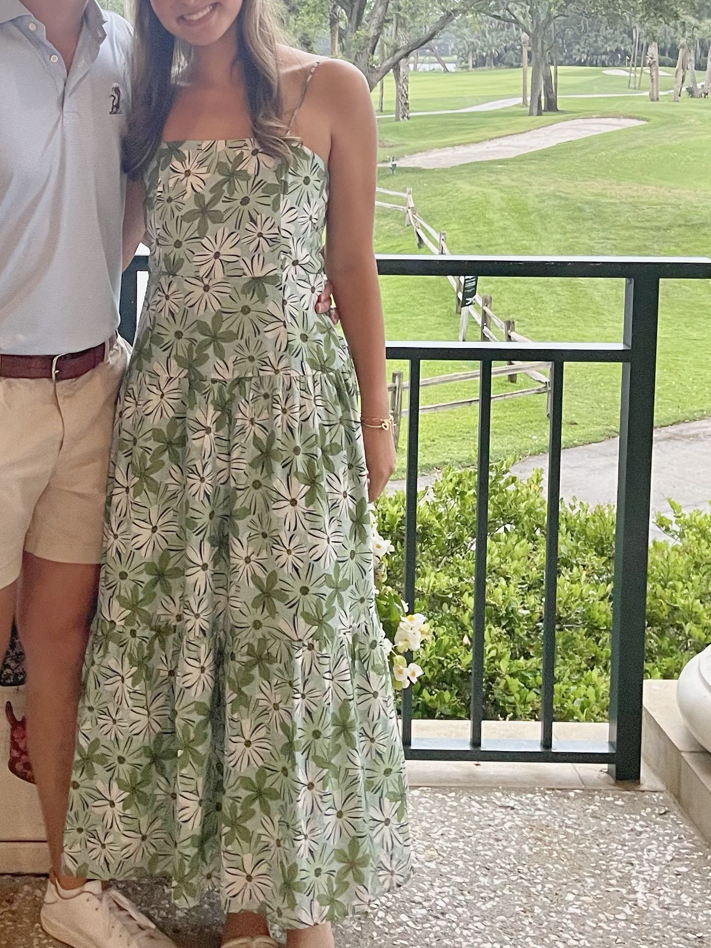 Maxi green floral dress