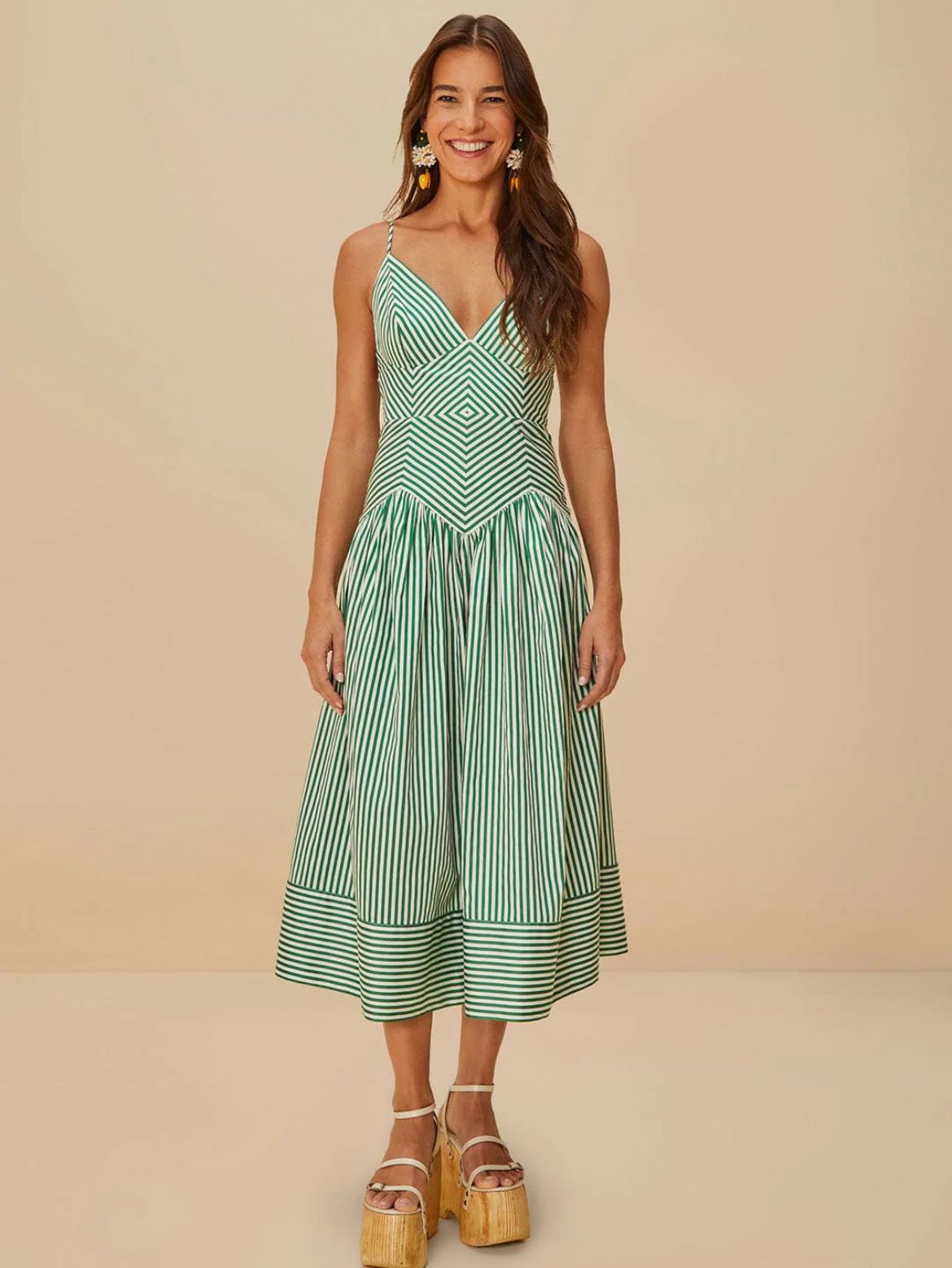 Bicolor Stripes Organic Cotton Midi Dress