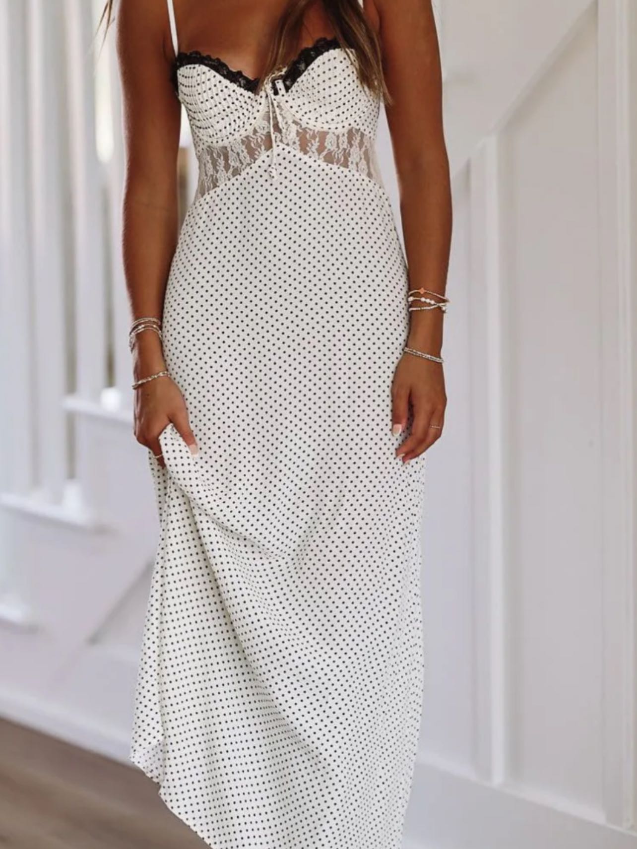 Midi maxi polka dot bustier dress