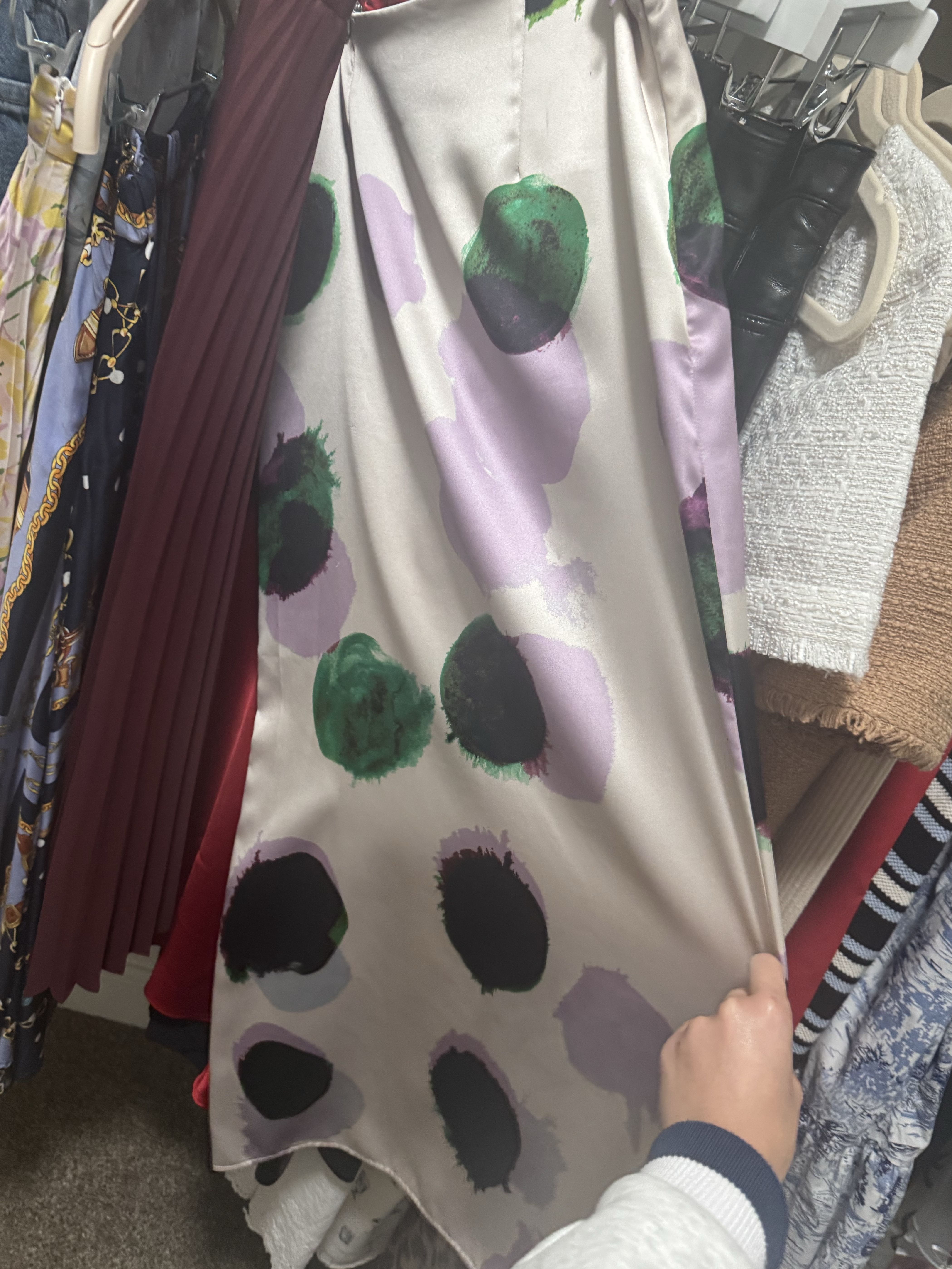 Polka Dot Satin Skirt