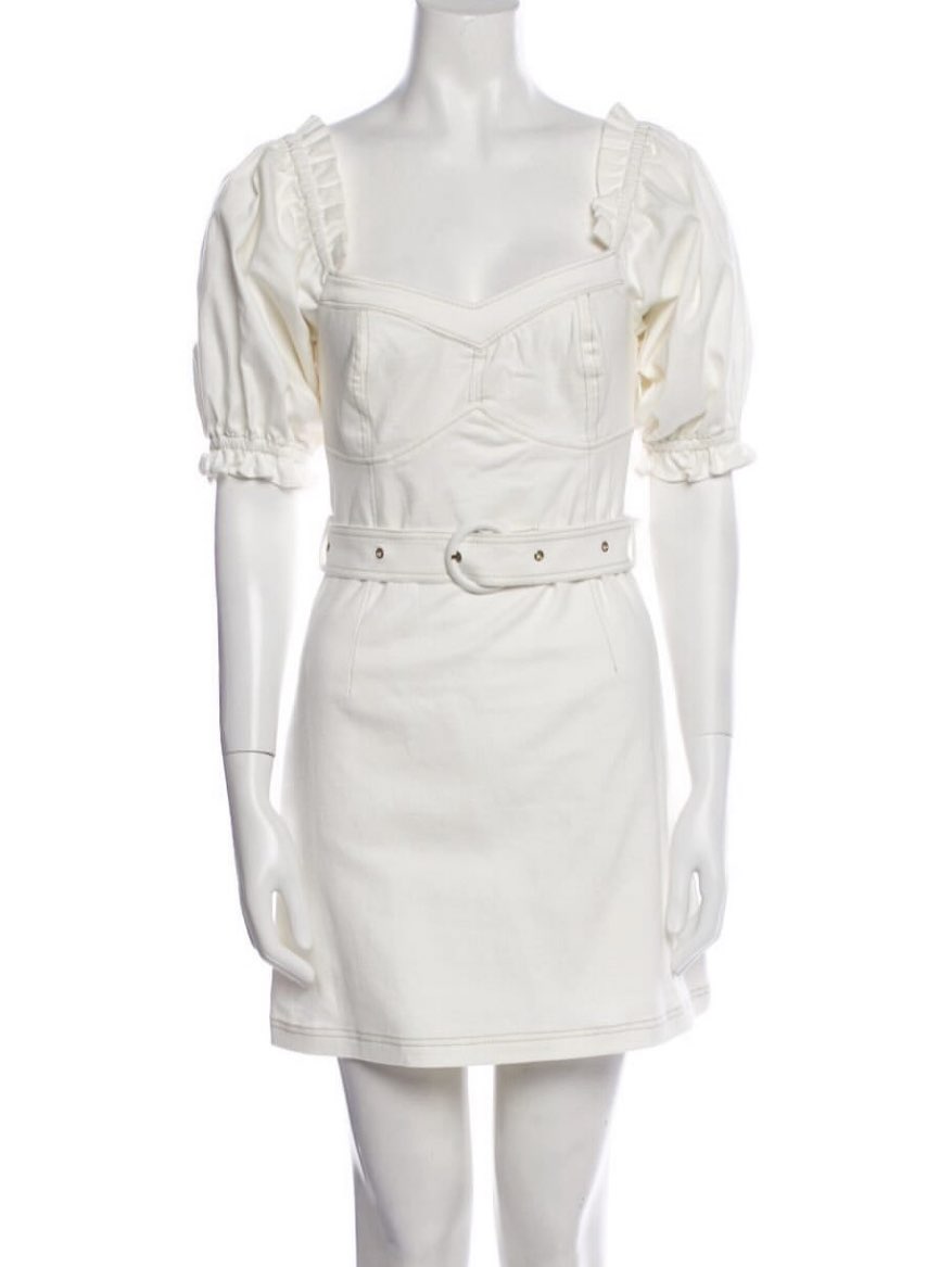 White Puff Sleeve Mini Dress