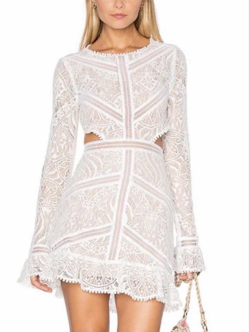 White Crochet Lace Mini Dress