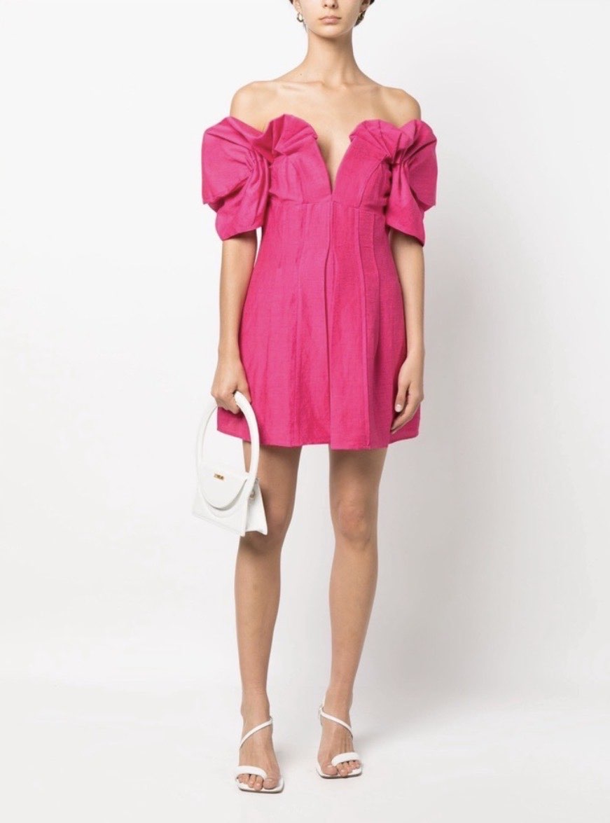 Cult Gaia pink off the shoulder dress