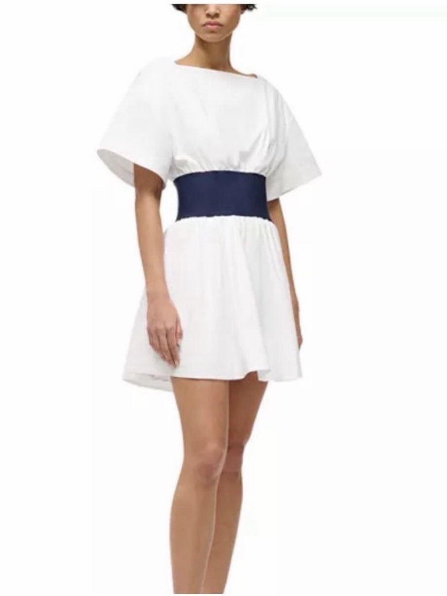 Staud White & Navy Dress